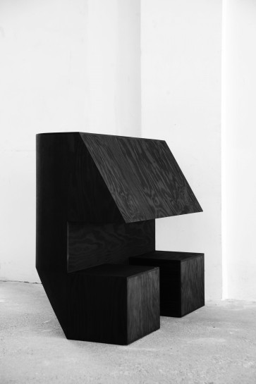 Rick Owens exhibits his furniture designs amongst his