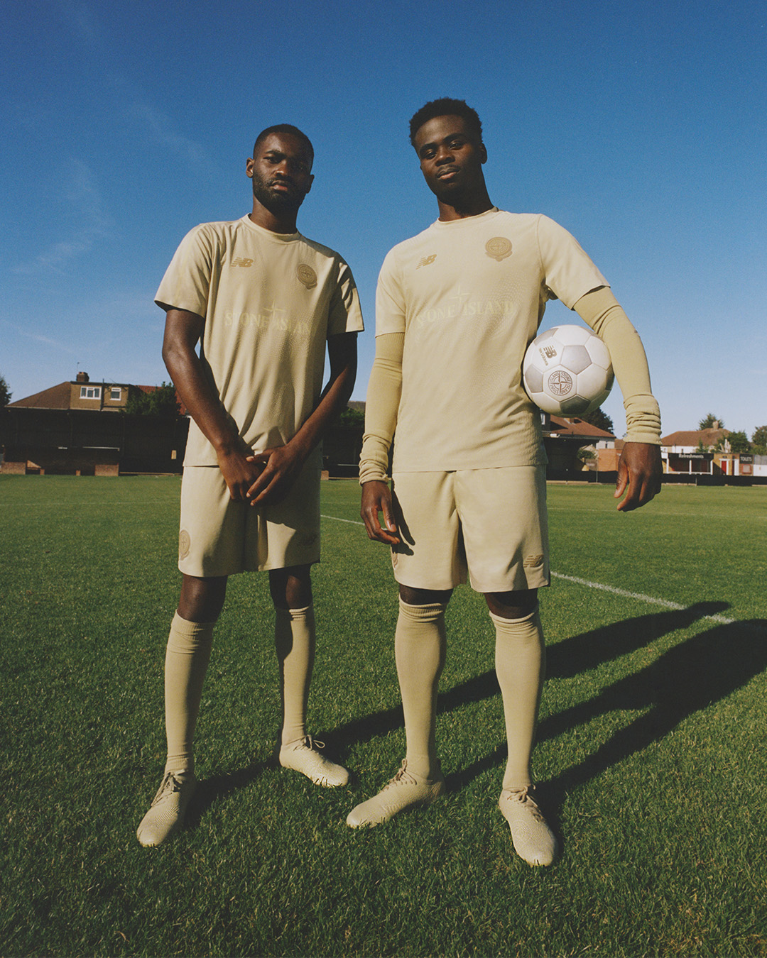 Dave and Saka have a kickabout for the new Stone Island x New